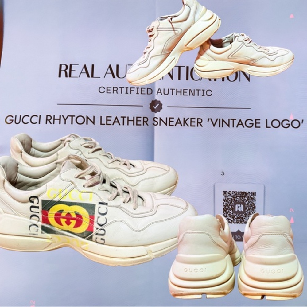 Gucci Rhyton Leather Sneaker “Vintage Logo” – White (Men’s 10) Authenticated
